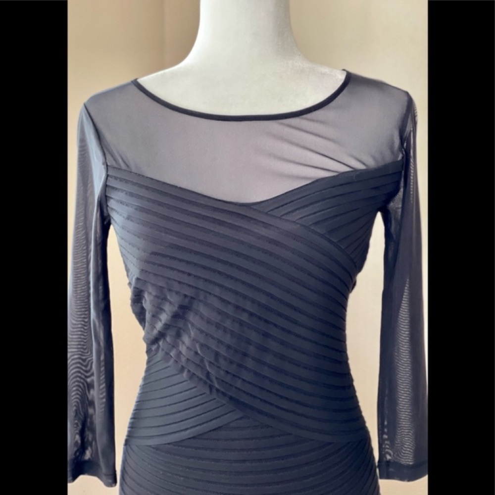 Black Mesh Long Sleeve Top